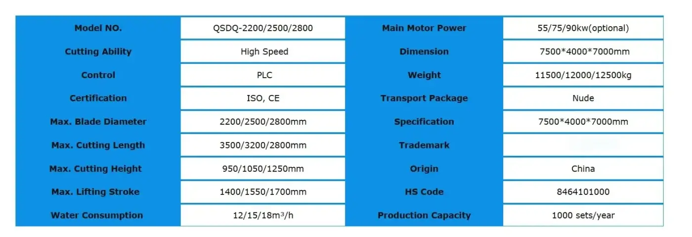 MosCut Hydraulic Marble Block Cutter Technical Specifications