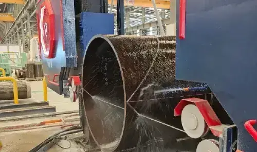 Smooth abrasive slicing of a diamond wire on a composite pipe