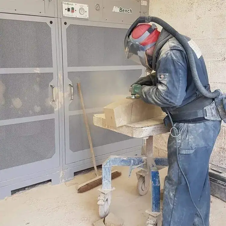 Stone dust control and ventilation system