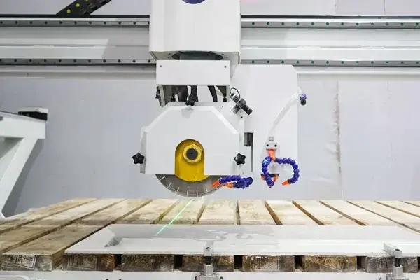 high-speed quartz cut on a CNC bridge saw