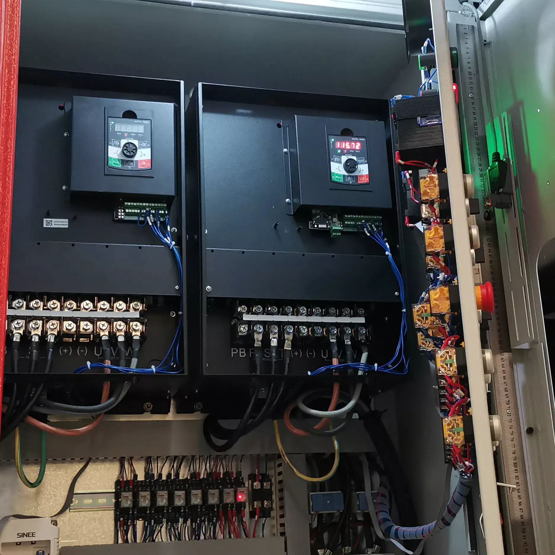 Schneider and Siemens electronic components inside the control box