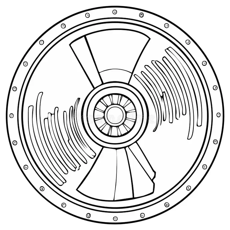 Thermal map showing intense heat concentration at the outer rim of a circular blade inducing lateral warping